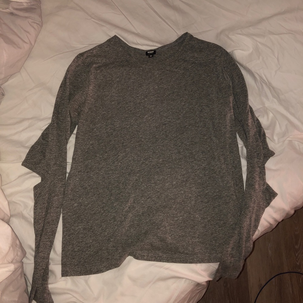 MONROW GRAY ELBOW (CUT OUT) long sleeved top🤩 NWOT